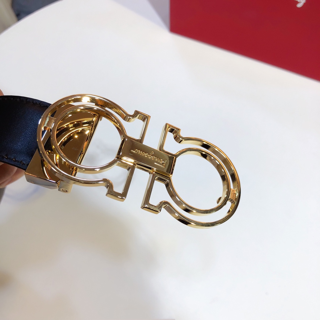 [Ferragamo Belts]Ferragamo Ferragamo.Boutique pure copper hardware with plai