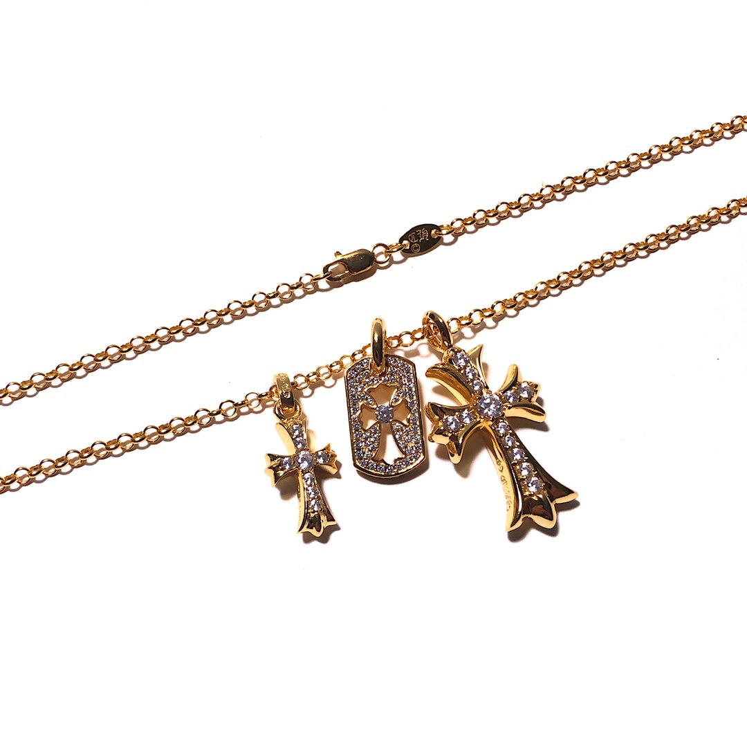 Chrome Hearts 新品上架𝗖𝗵𝗿𝗼𝗺𝗲 𝗛𝗲𝗮𝗿𝘁𝘀 克罗心22k三元素套链