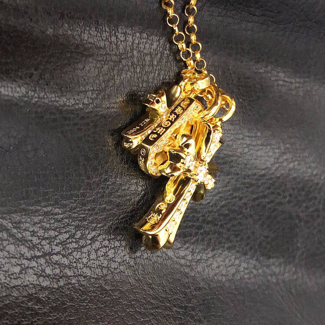 Chrome Hearts 新品上架𝗖𝗵𝗿𝗼𝗺𝗲 𝗛𝗲𝗮𝗿𝘁𝘀 克罗心22k三元素套链
