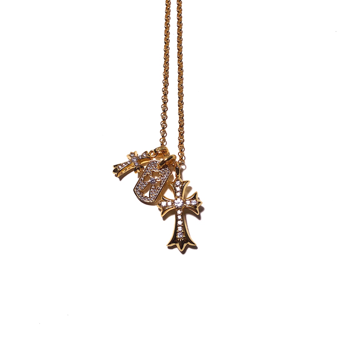 Chrome Hearts 新品上架𝗖𝗵𝗿𝗼𝗺𝗲 𝗛𝗲𝗮𝗿𝘁𝘀 克罗心22k三元素套链