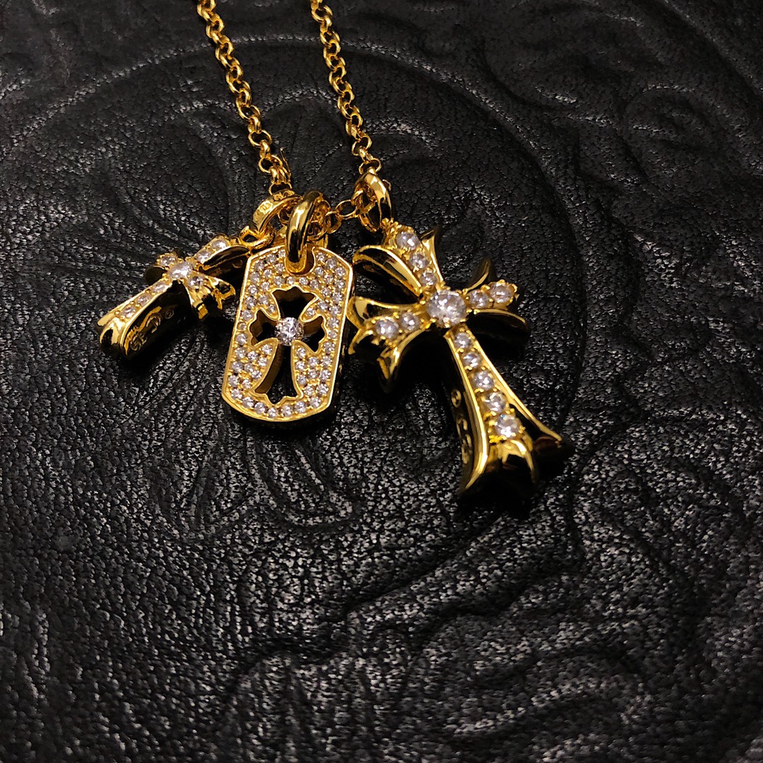 Chrome Hearts 新品上架𝗖𝗵𝗿𝗼𝗺𝗲 𝗛𝗲𝗮𝗿𝘁𝘀 克罗心22k三元素套链
