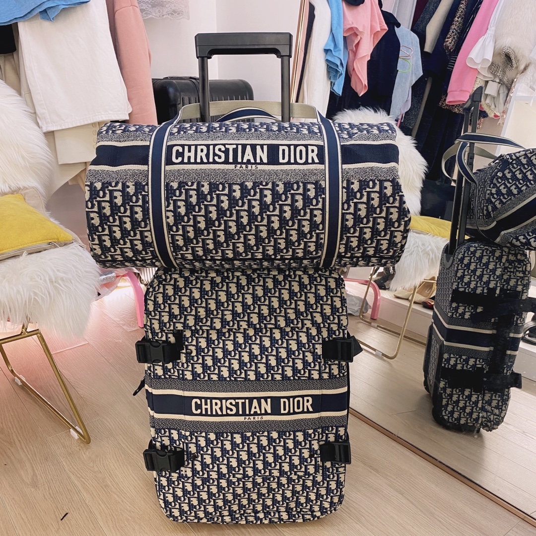 2020 Dior Classic Travel Blue Bag: Embroidered, Spacious, Stylish.