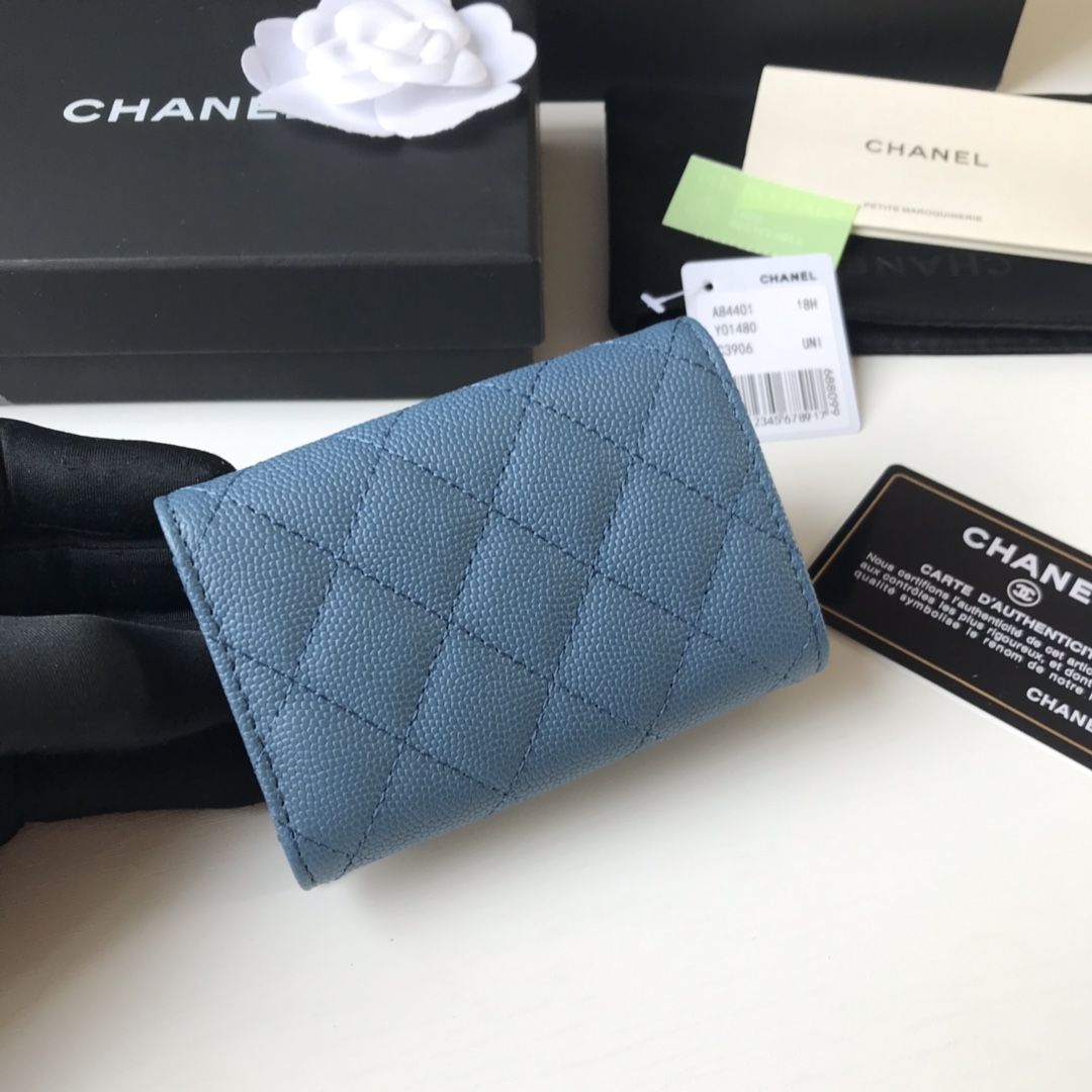 Chanel 升级版小香短三折钱包麻雀虽小 五脏俱全 实用性超强 款号84401 皮料五金