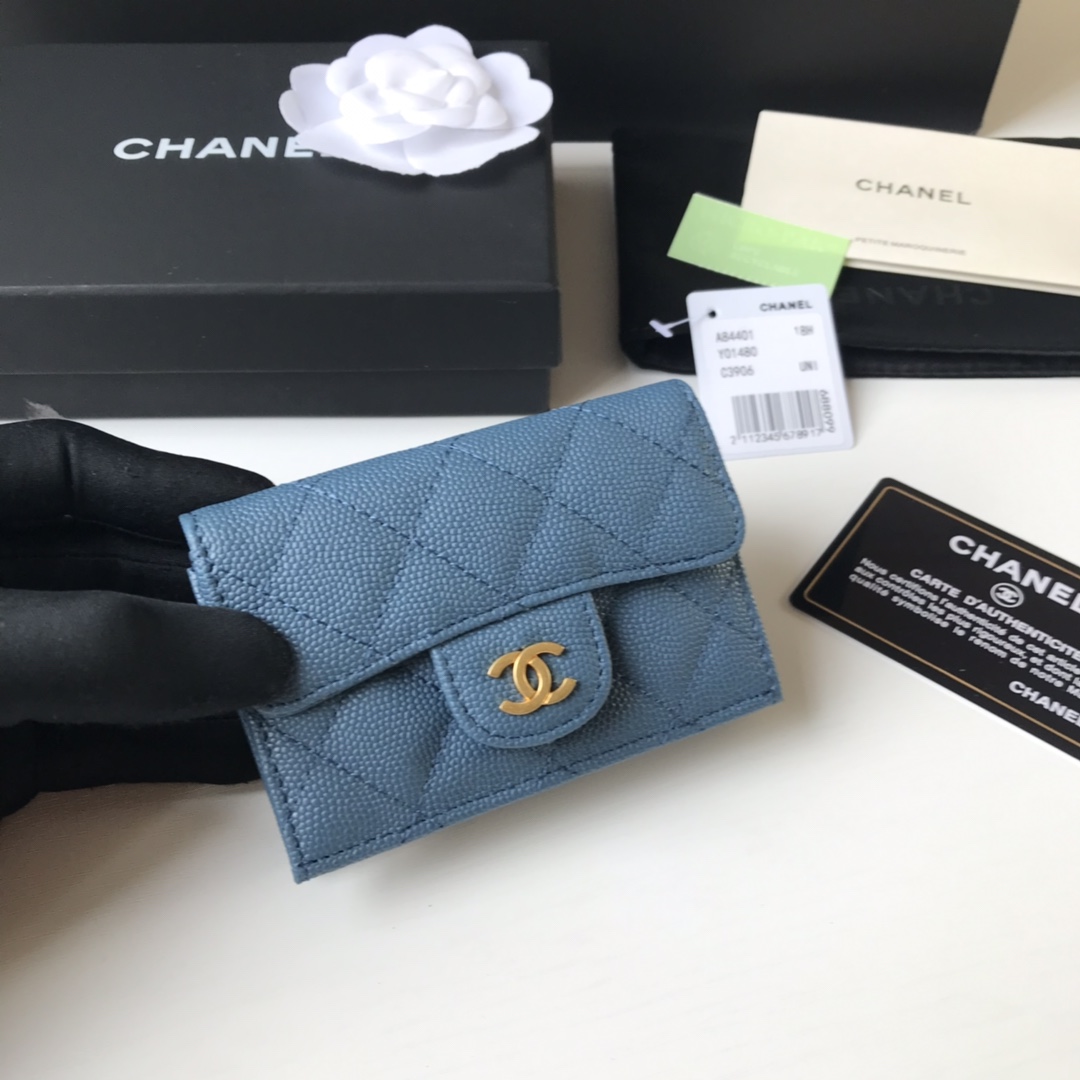 Chanel 升级版小香短三折钱包麻雀虽小 五脏俱全 实用性超强 款号84401 皮料五金