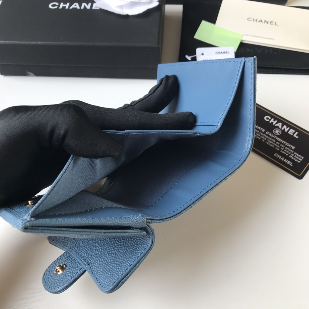 Chanel 升级版小香短三折钱包麻雀虽小 五脏俱全 实用性超强 款号84401 皮料五金