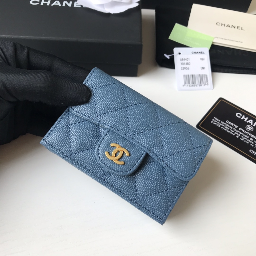 Chanel 升级版小香短三折钱包麻雀虽小 五脏俱全 实用性超强 款号84401 皮料五金