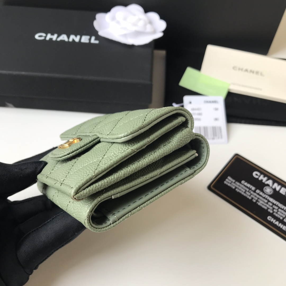 Chanel 升级版小香短三折钱包麻雀虽小 五脏俱全 实用性超强 款号84401 皮料五金