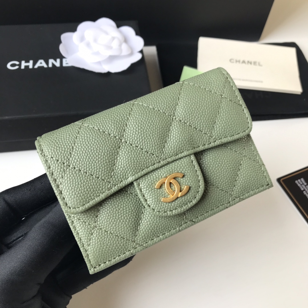 Chanel 升级版小香短三折钱包麻雀虽小 五脏俱全 实用性超强 款号84401 皮料五金