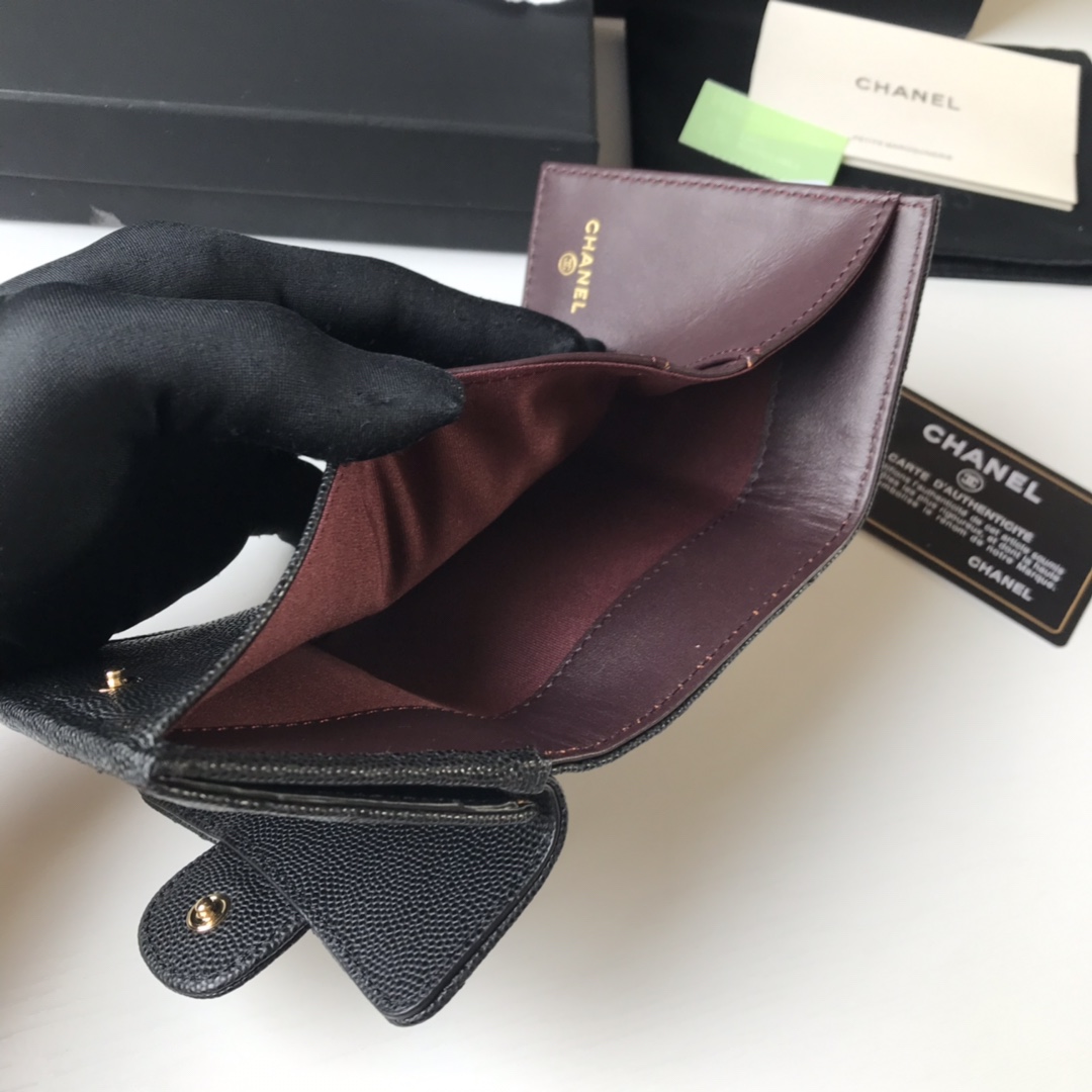 Chanel 升级版小香短三折钱包麻雀虽小 五脏俱全 实用性超强 款号84401 皮料五金