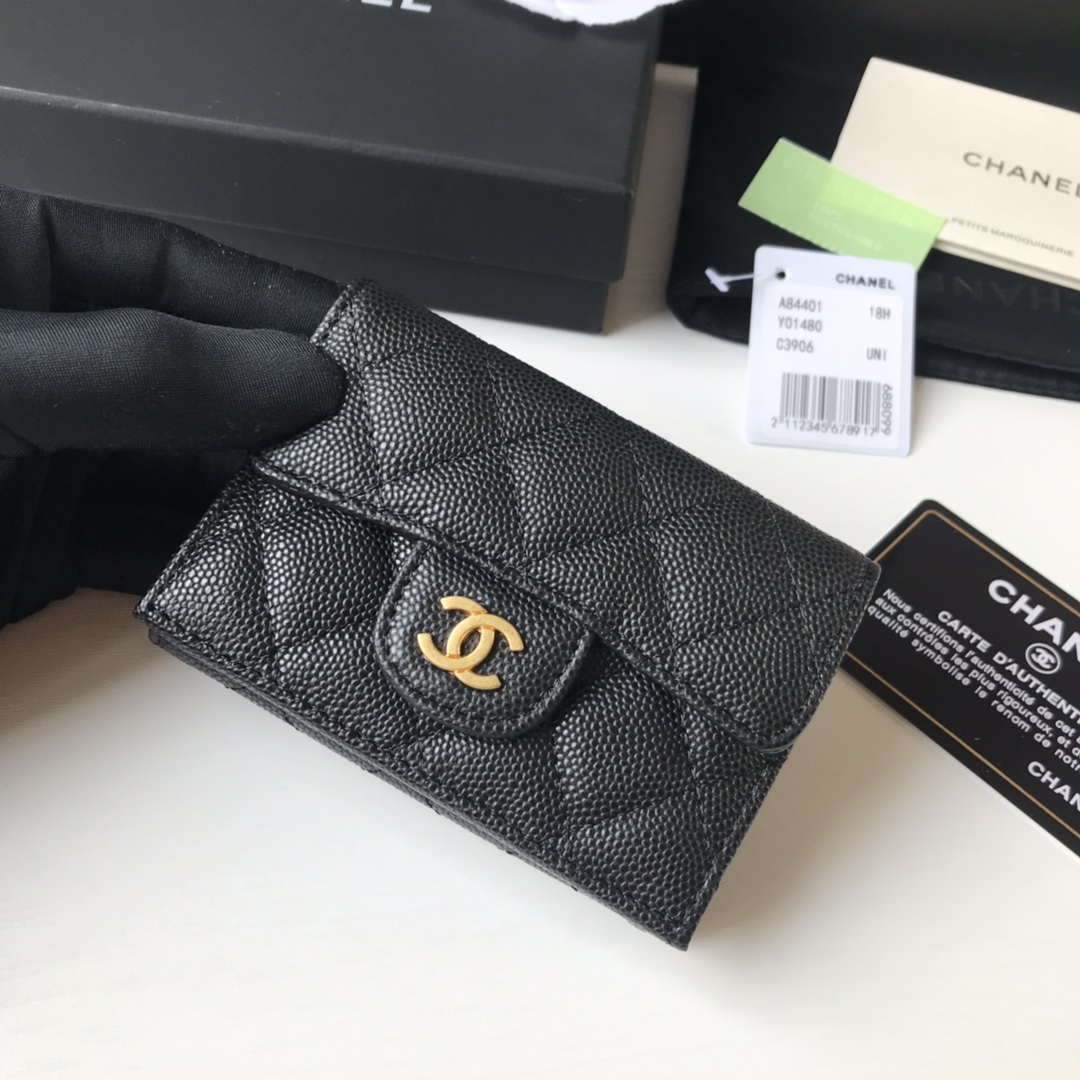 Chanel 升级版小香短三折钱包麻雀虽小 五脏俱全 实用性超强 款号84401 皮料五金