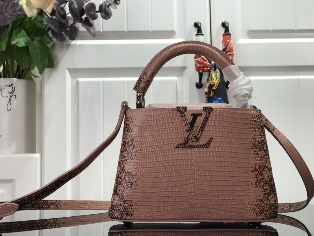 Louis Vuitton LV Capucines Bags Handbags Pink Sheepskin Mini N98093