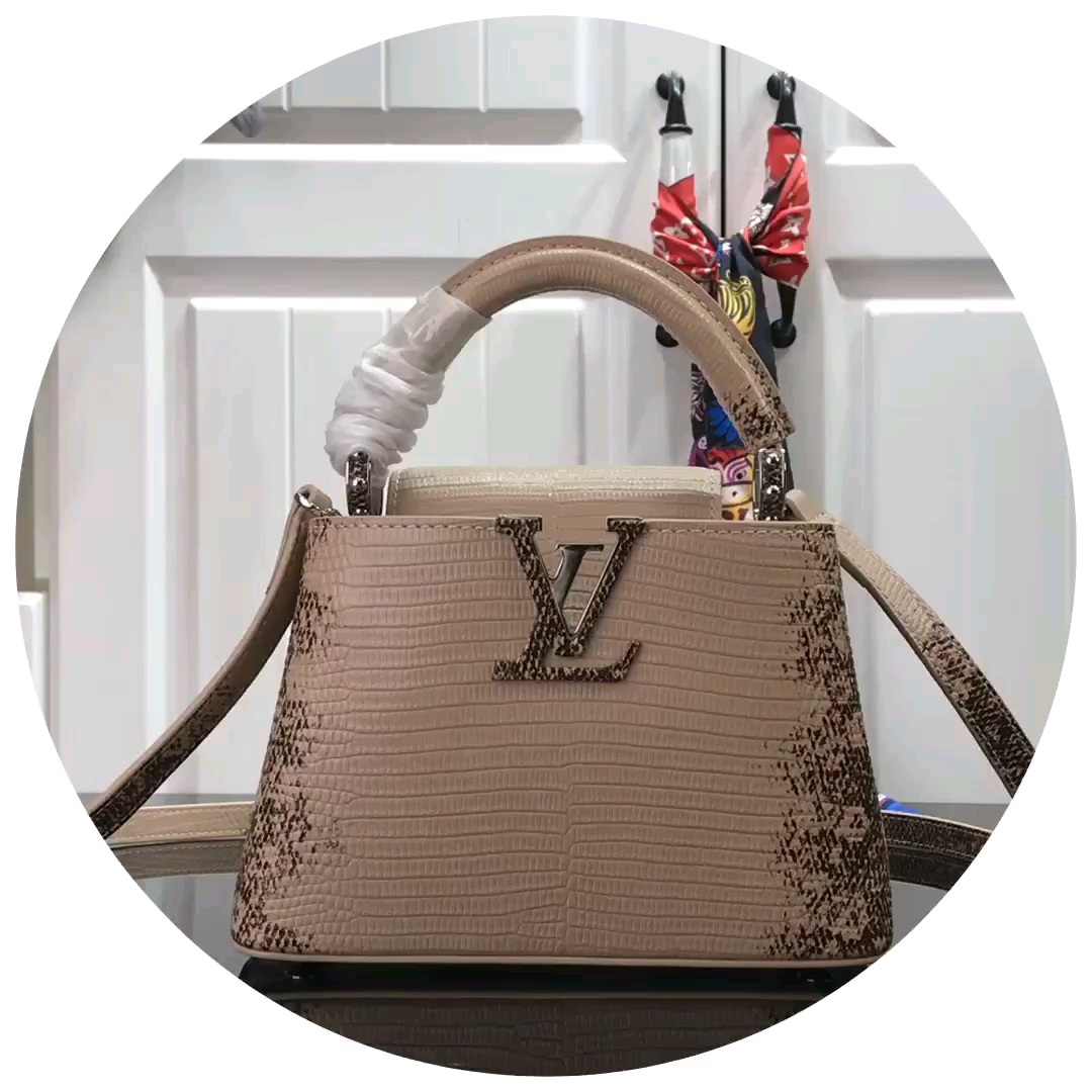 Louis Vuitton LV Capucines Bags Handbags Best Like
 Grey Sheepskin Mini N98093