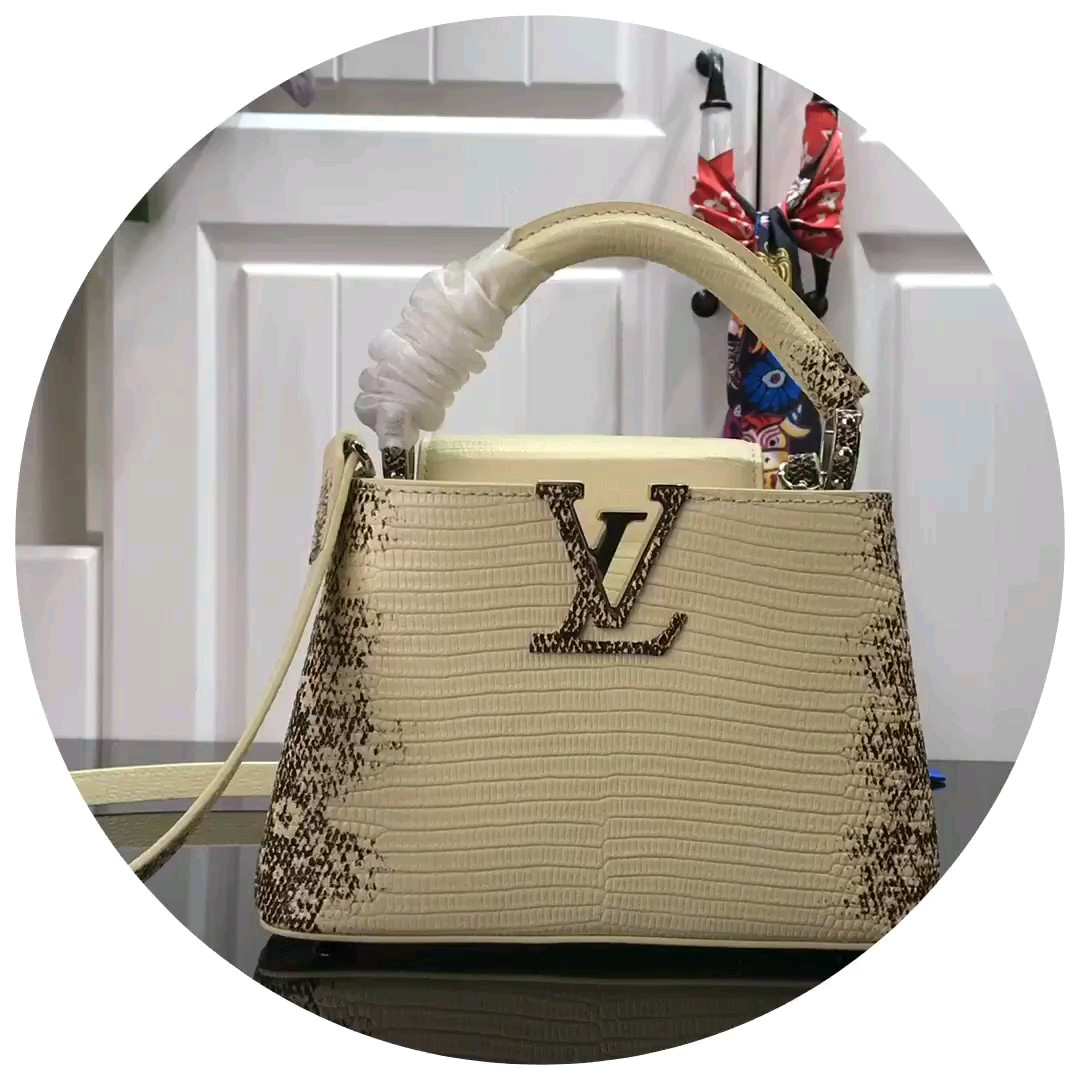 Louis Vuitton LV Capucines Bags Handbags Beige White Sheepskin Mini N98093