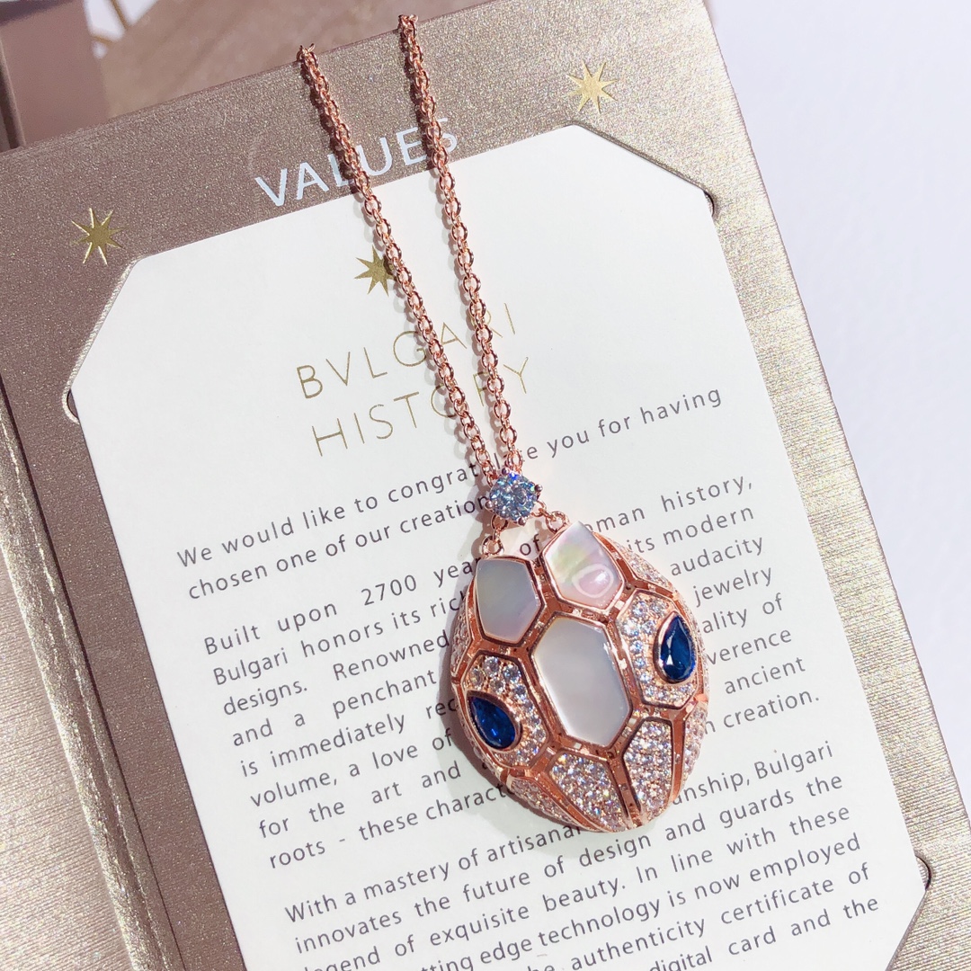 Bvlgari Jewelry Necklaces & Pendants Blue Platinum White Set With Diamonds