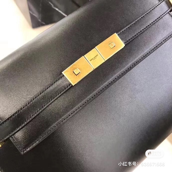 Ysl 𝑴𝒂𝒏𝒉𝒂𝒕𝒕𝒂𝒏 29CM曼哈顿法棍包 579271黑色牙签纹金扣