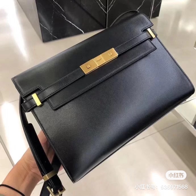 Ysl 𝑴𝒂𝒏𝒉𝒂𝒕𝒕𝒂𝒏 29CM曼哈顿法棍包 579271黑色牙签纹金扣