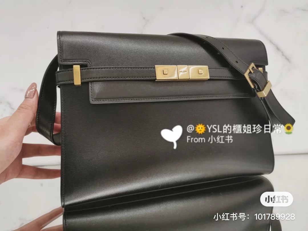 Ysl 𝑴𝒂𝒏𝒉𝒂𝒕𝒕𝒂𝒏 29CM曼哈顿法棍包 579271黑色牙签纹金扣