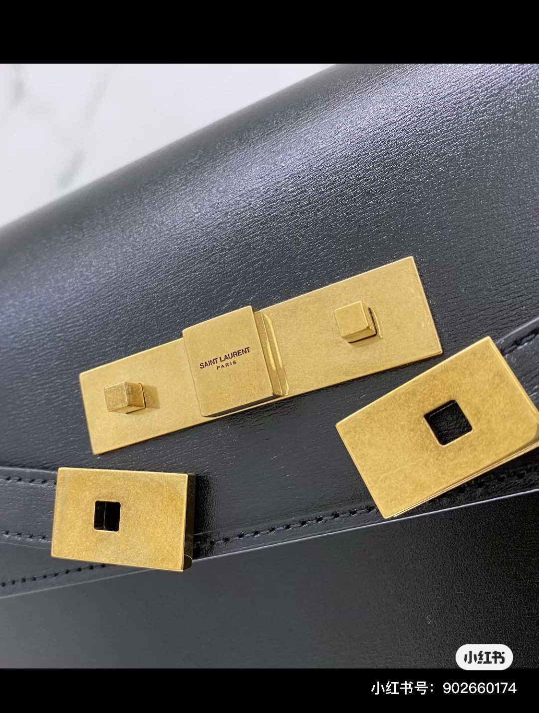 Ysl 𝑴𝒂𝒏𝒉𝒂𝒕𝒕𝒂𝒏 29CM曼哈顿法棍包 579271黑色牙签纹金扣