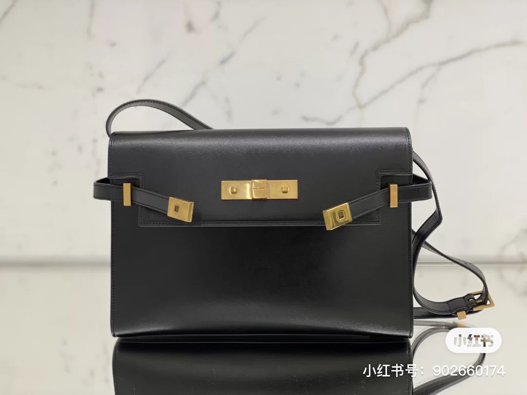 Ysl 𝑴𝒂𝒏𝒉𝒂𝒕𝒕𝒂𝒏 29CM曼哈顿法棍包 579271黑色牙签纹金扣