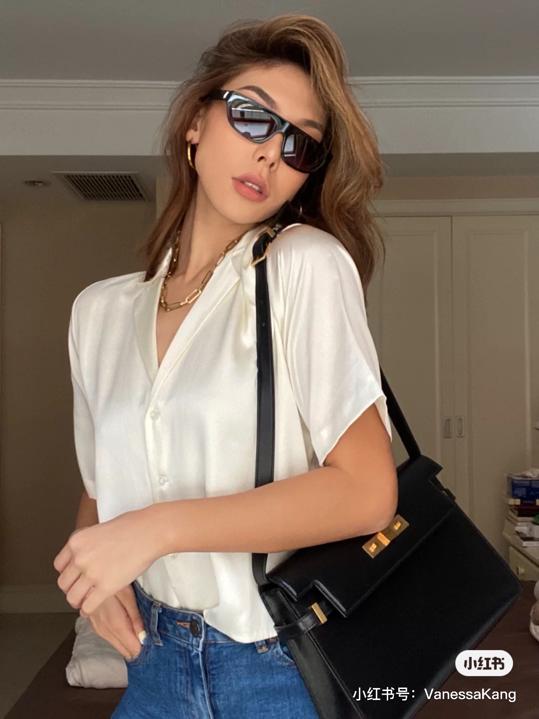 Ysl 𝑴𝒂𝒏𝒉𝒂𝒕𝒕𝒂𝒏 29CM曼哈顿法棍包 579271黑色牙签纹金扣