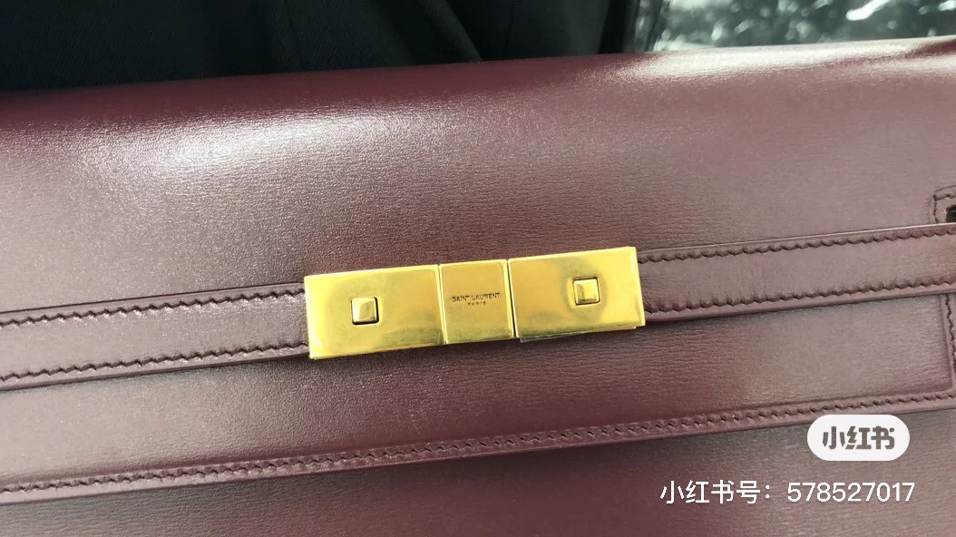 Ysl 𝑴𝒂𝒏𝒉𝒂𝒕𝒕𝒂𝒏 29CM曼哈顿法棍包 579271酒红色牙签纹金扣