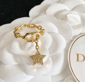 Dior Jewelry Ring- Gold Pink Rose White Yellow Brass