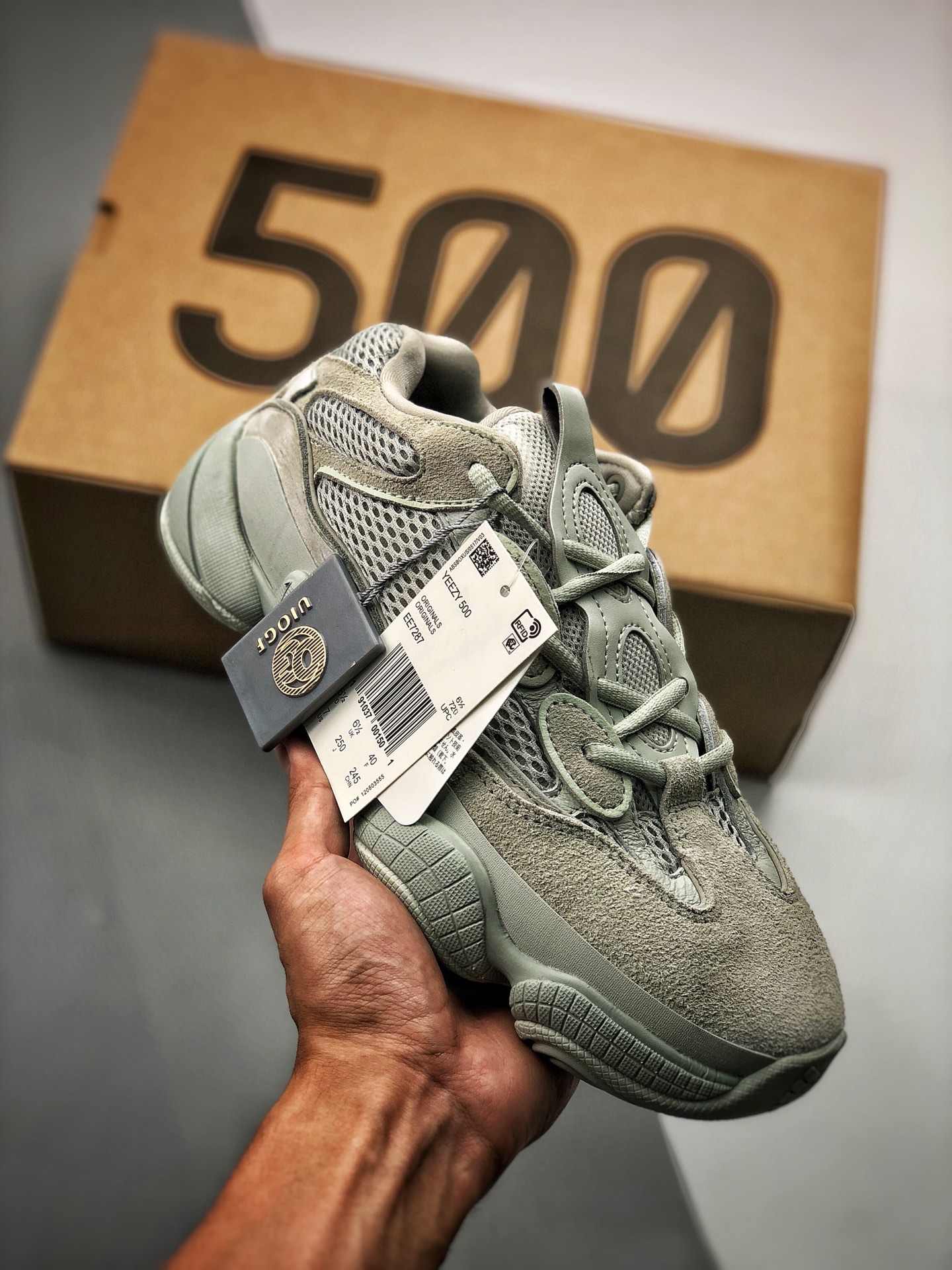 AD Yeezy 500 “Salt” niebla salina, proceso de nivel de zapatos desnudos, materiales originales de fábrica com…