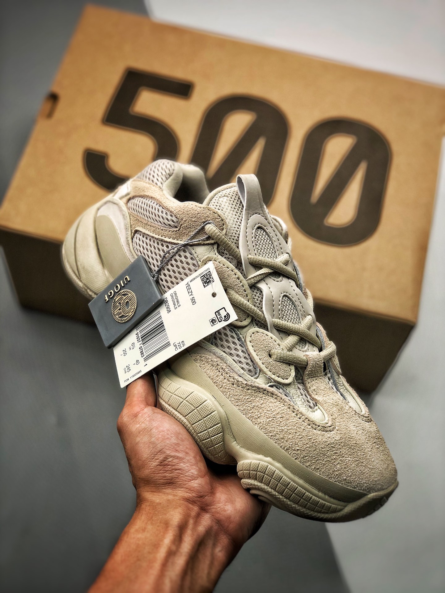 Yeezy 500 “Blush” beige, proceso de nivel de zapatos desnudos, materiales originales de fábrica comprados por…