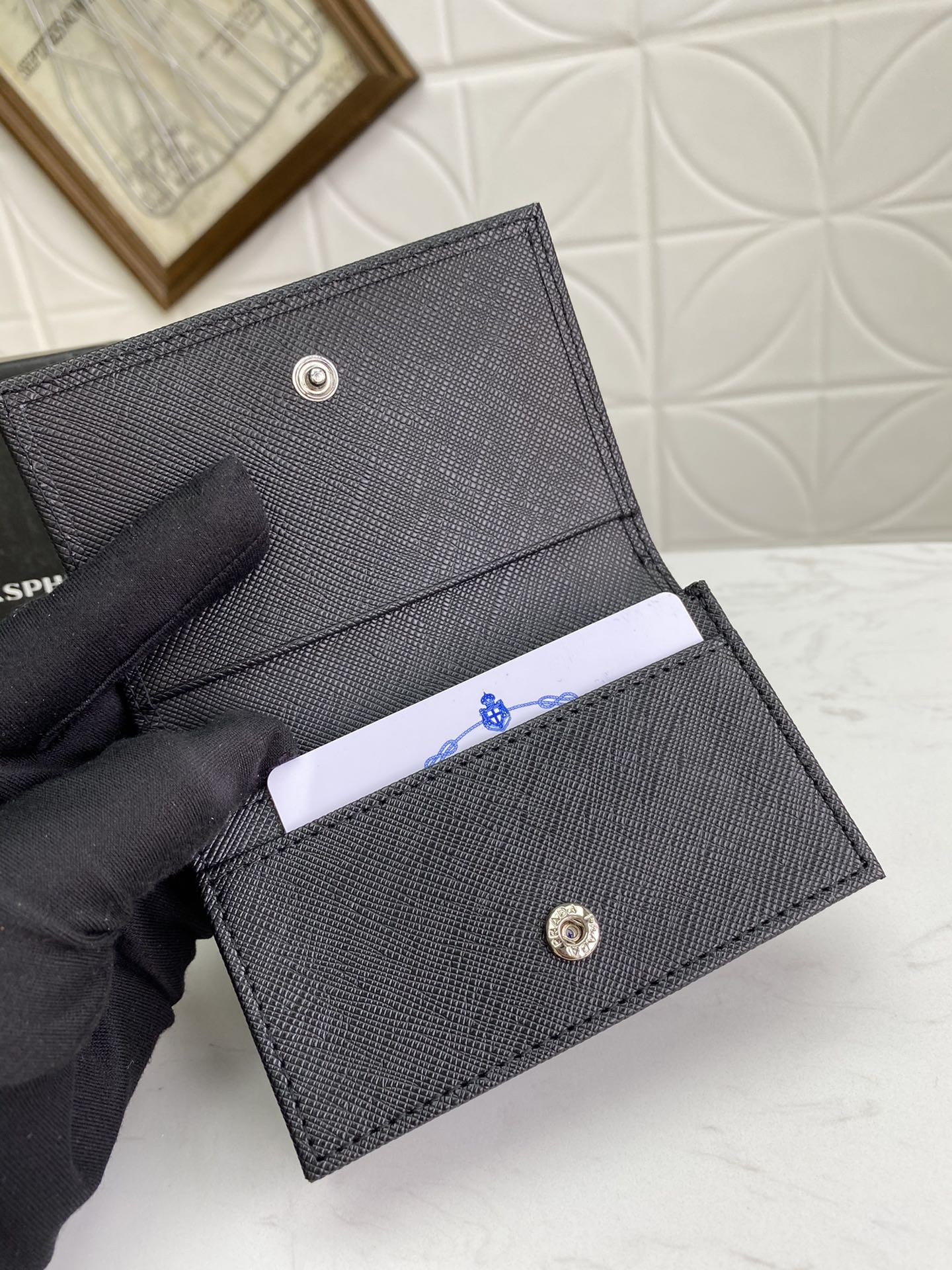 PRADA男士卡包 - イタリア製高級十字纹牛皮