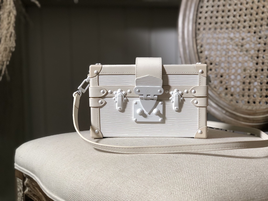 Louis Vuitton LV Petite Malle Handbags Crossbody & Shoulder Bags White Epi Canvas Spring Collection M55437