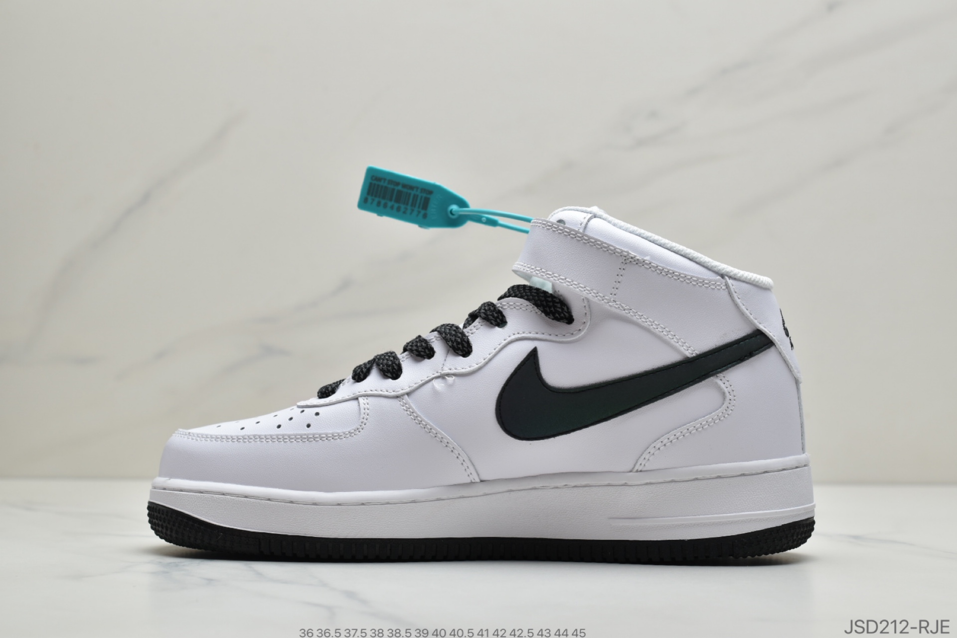 200 公司级耐克Nike Air Force 1 AF1 Mid 空军一号全白镭射勾板鞋 366731-808