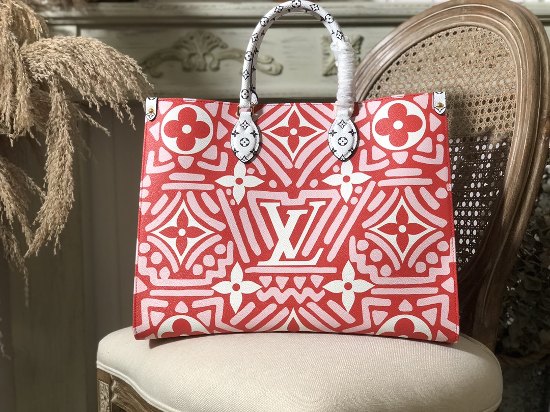 Louis Vuitton LV Onthego Bags Handbags Red White Printing Spring/Summer Collection M45356