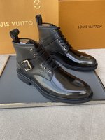 Louis Vuitton Replicas
 Plain Toe Single Layer Shoes Men Calfskin Cowhide Rubber High Tops