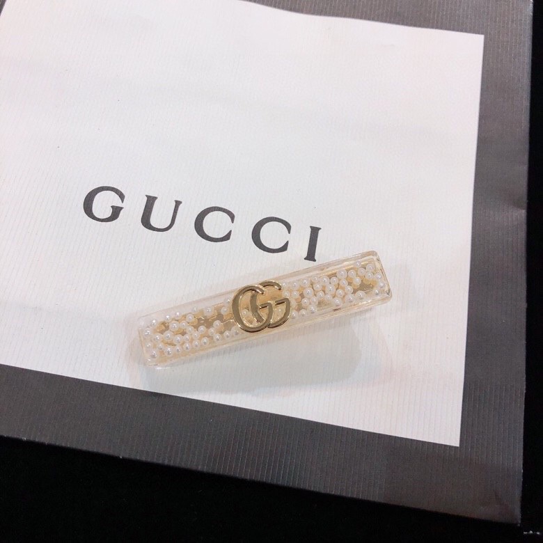 Vintage Gucci Double G Resin Hairpin with Embedded Drills: Bright and Simple - 图片 2