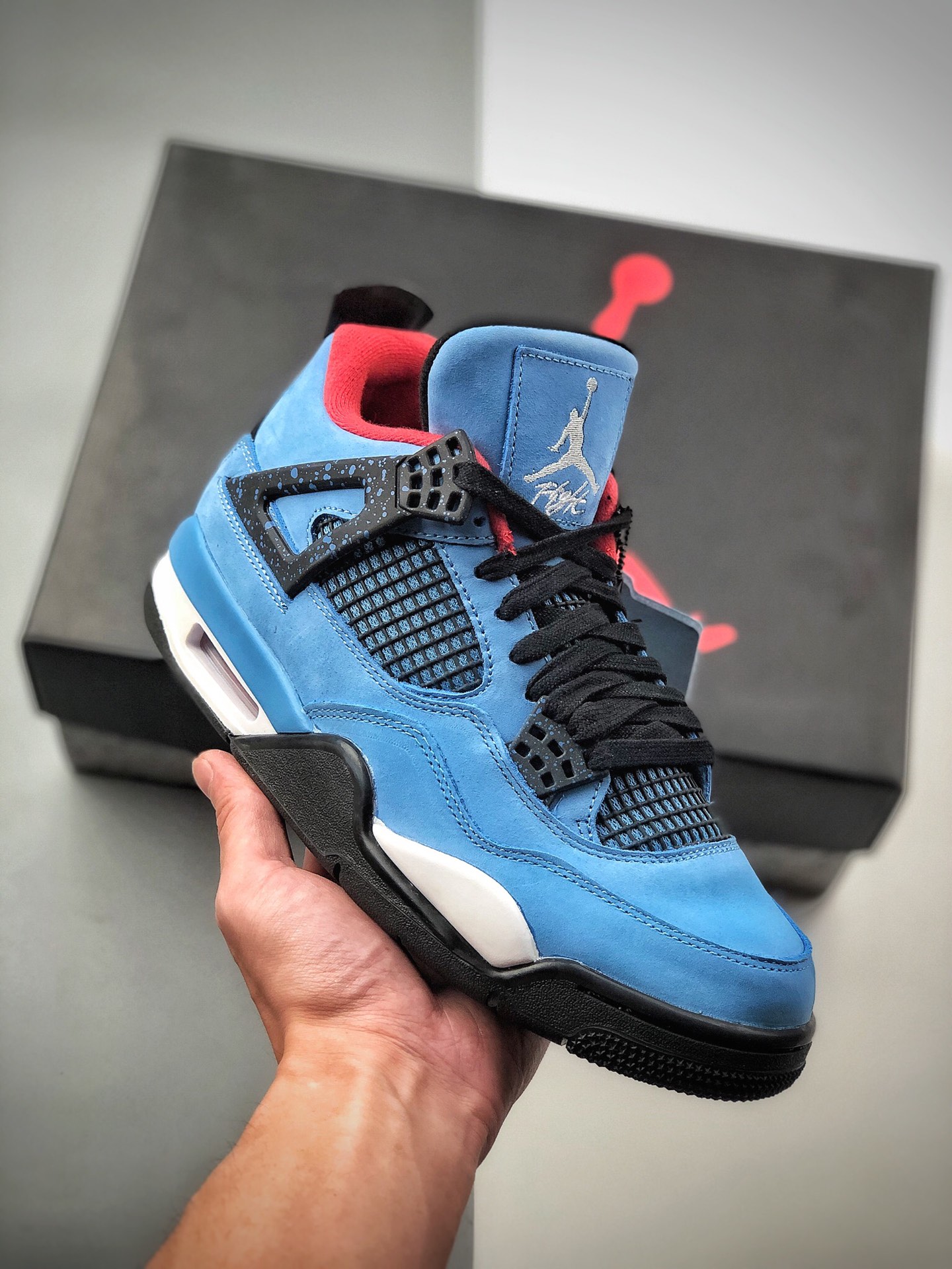 500  纯原 Air Jordan 4 x Travis scott Cactus Jack 冰蓝 308497-406