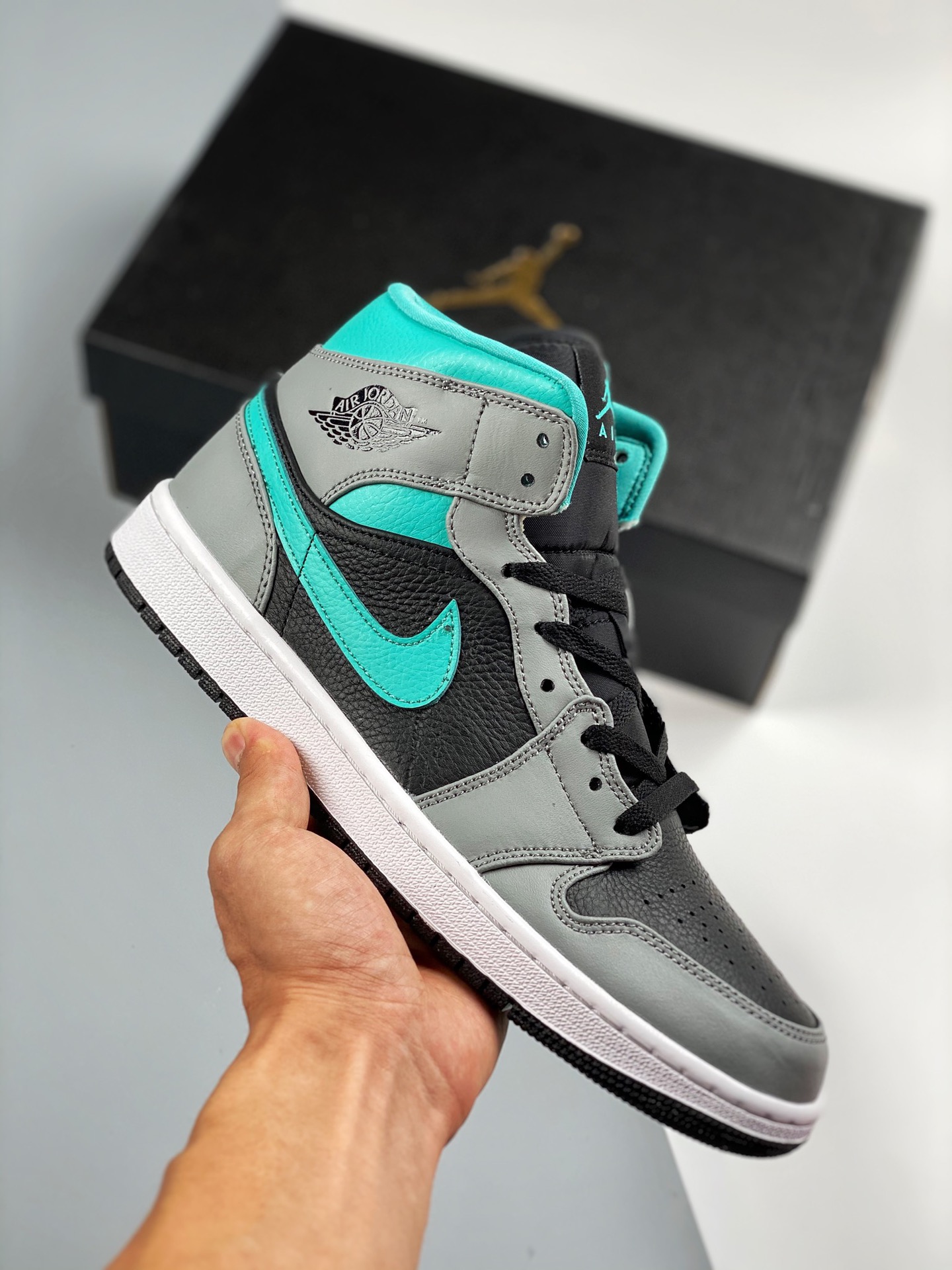 Air Jordan 1 Mid, negro gris azul, pedido de cliente de comercio exterior de Tmall, la mejor artesanía del mercado, ser…