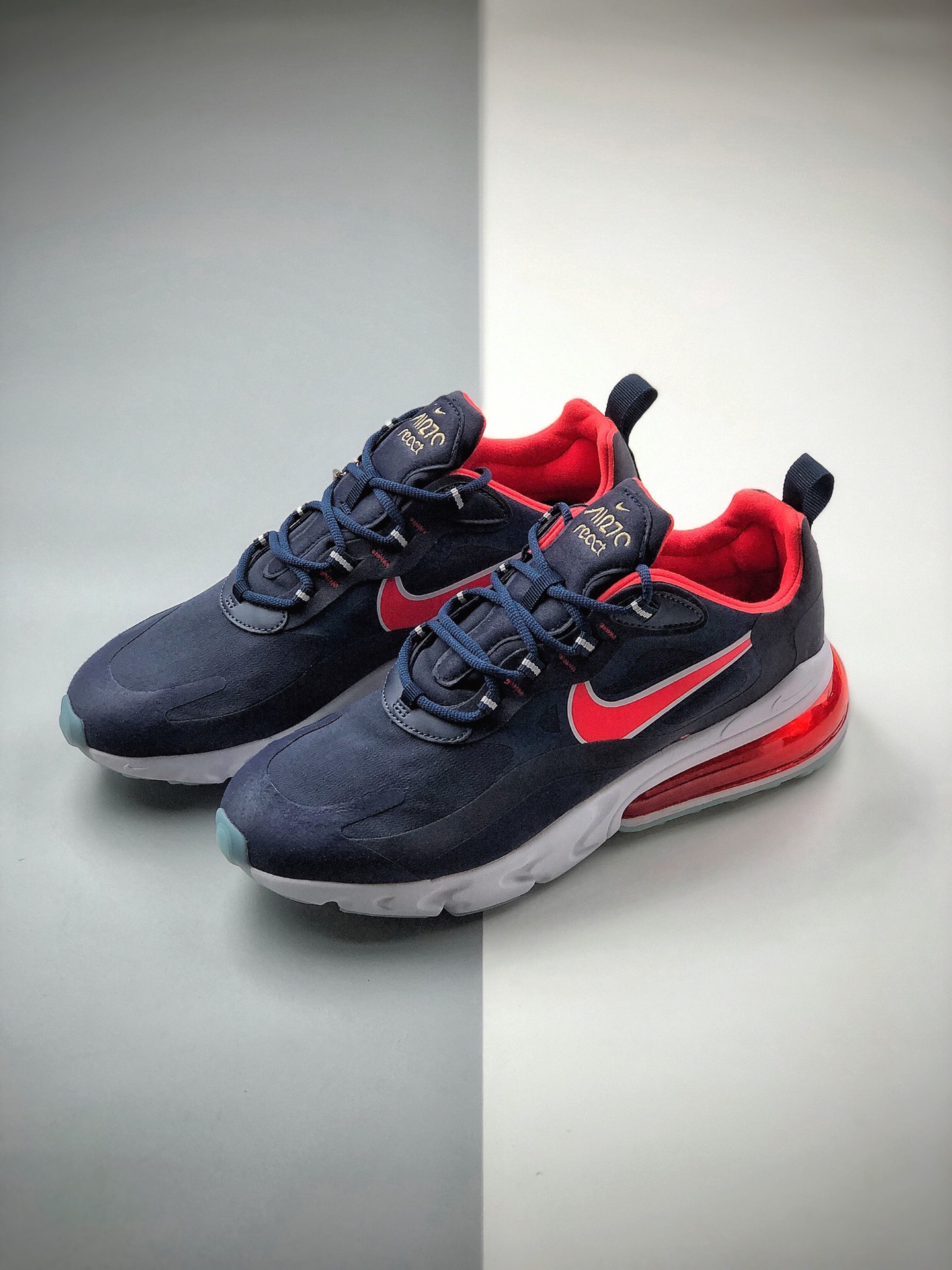 200  公司级耐克Nike Air Max 270 React 瑞亚赛车系列后半掌气垫百搭运动慢跑鞋CT1280-400