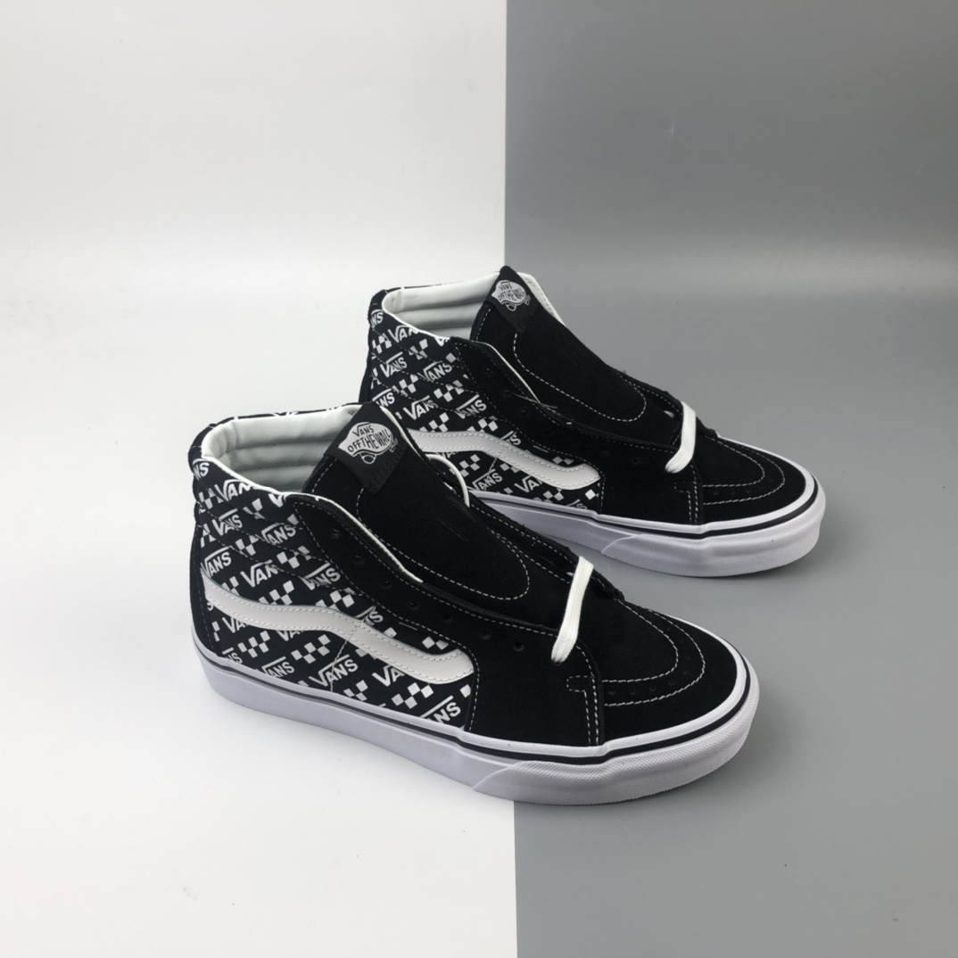 160 Vans Sk8-Hi Logo Repeat 印花黑白色经典系列高帮运动板鞋 VN0A4U3CTEZ