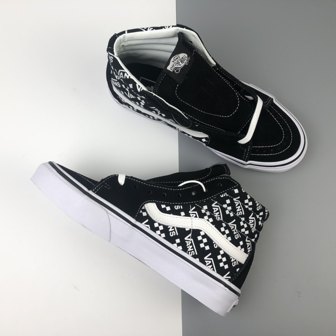 160 Vans Sk8-Hi Logo Repeat 印花黑白色经典系列高帮运动板鞋 VN0A4U3CTEZ