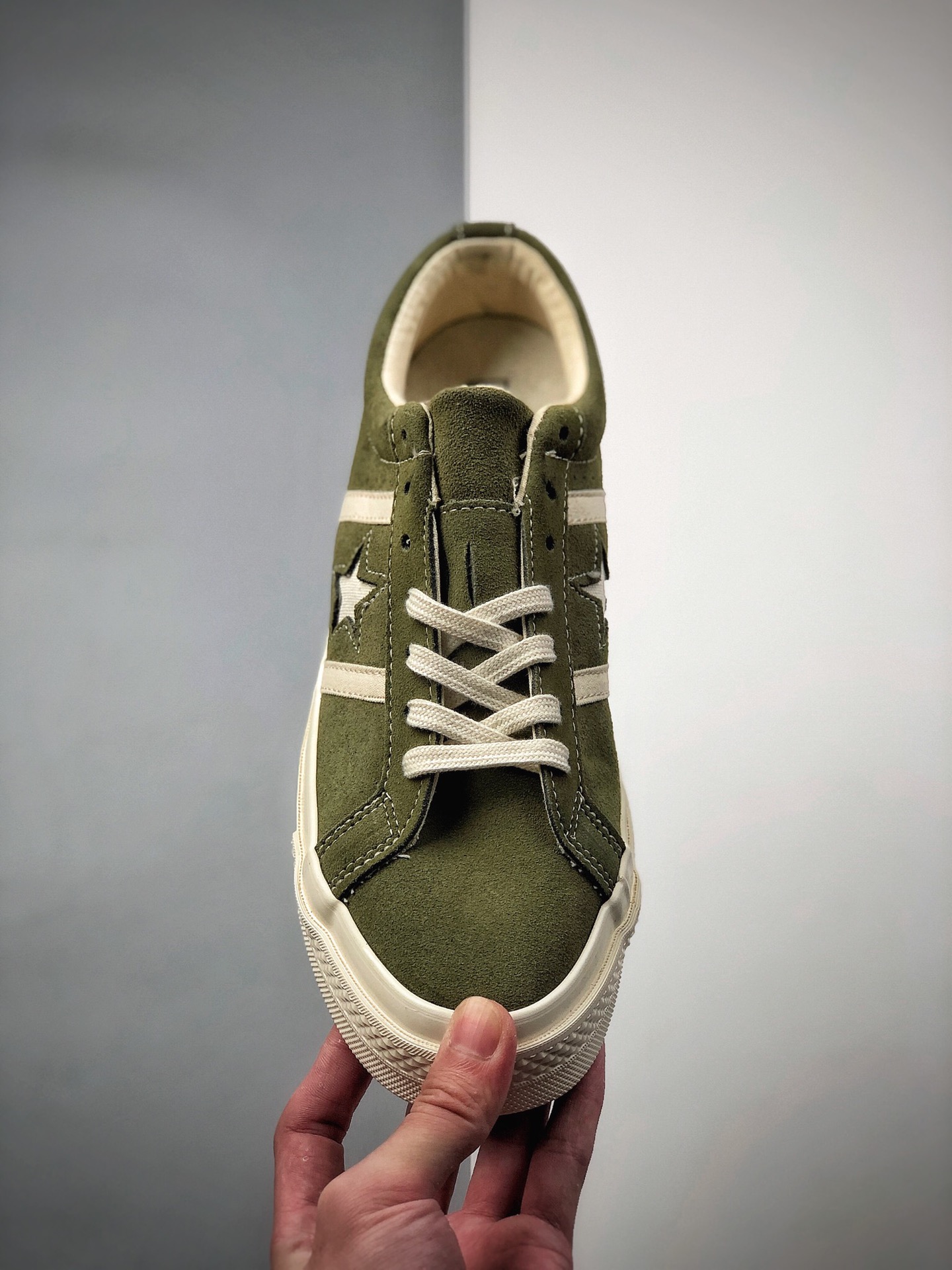 160  「新品出货，日版匡威 CONVERSE jack star STAR&BARS SUEDE 橄榄绿