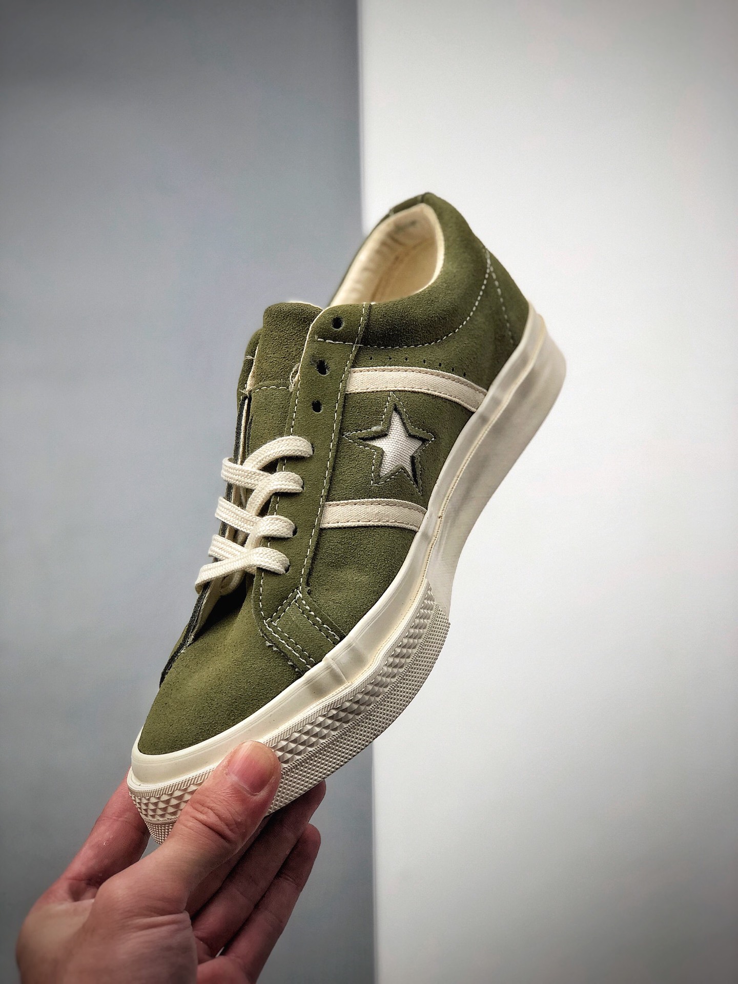 160  「新品出货，日版匡威 CONVERSE jack star STAR&BARS SUEDE 橄榄绿