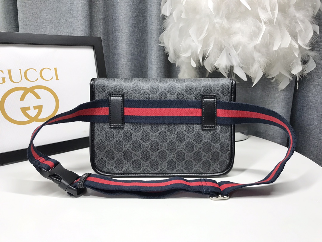 高品質な牛皮製ブラック腰包 - スタイリッシュなデザイン