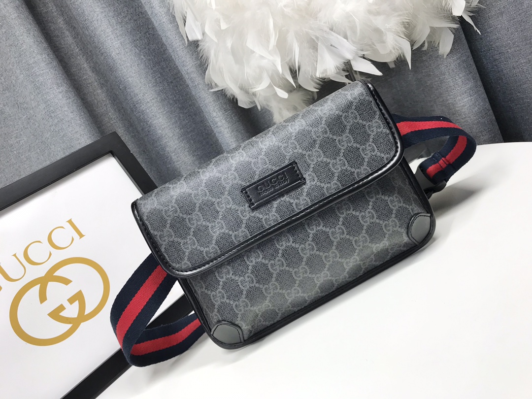 高品質な牛皮製ブラック腰包 - スタイリッシュなデザイン