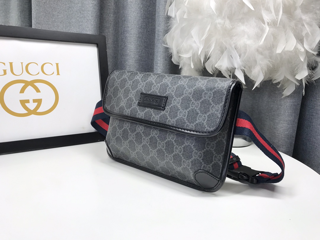 高品質な牛皮製ブラック腰包 - スタイリッシュなデザイン