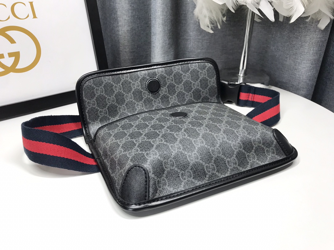 高品質な牛皮製ブラック腰包 - スタイリッシュなデザイン