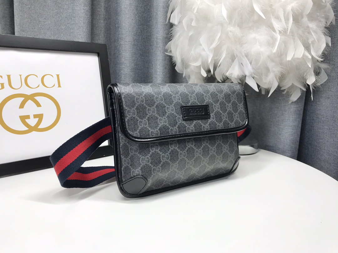 高品質な牛皮製ブラック腰包 - スタイリッシュなデザイン