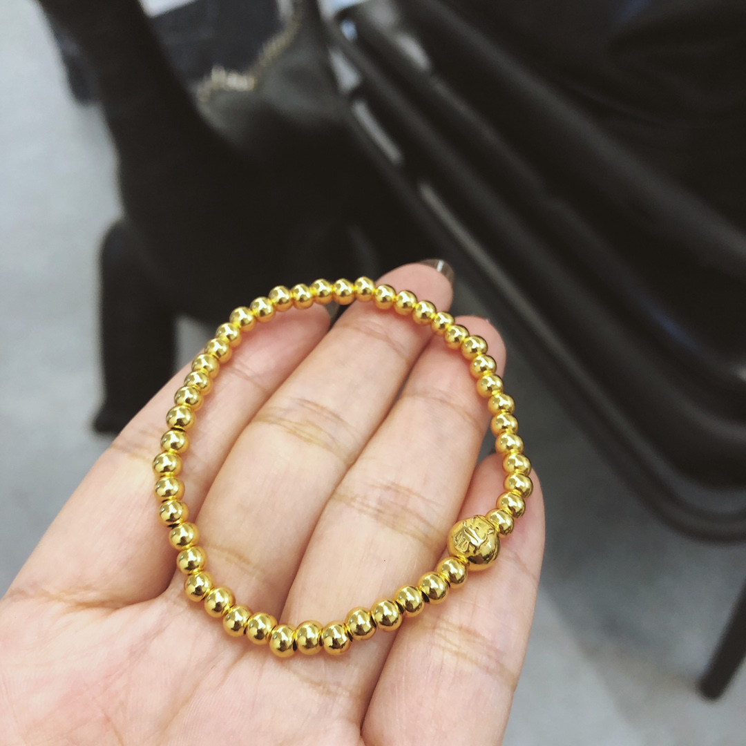 Chrome Hearts 开版 认准独家拍摄 (MZ)【新品上架】𝐂𝐡𝐫𝐨𝐦 𝐡𝐞𝐚𝐫𝐭𝐬 克罗心22𝐤金圆珠手链