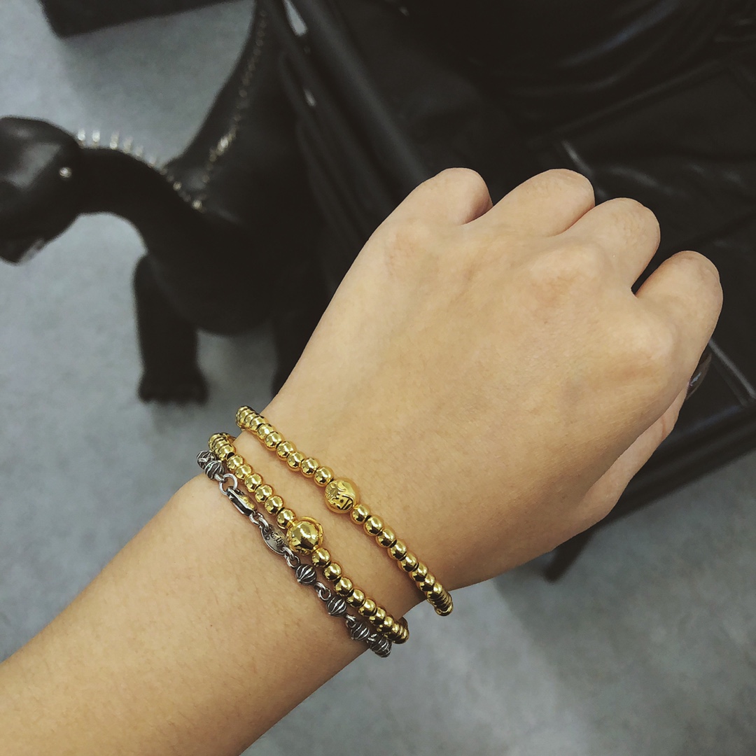 Chrome Hearts 开版 认准独家拍摄 (MZ)【新品上架】𝐂𝐡𝐫𝐨𝐦 𝐡𝐞𝐚𝐫𝐭𝐬 克罗心22𝐤金圆珠手链