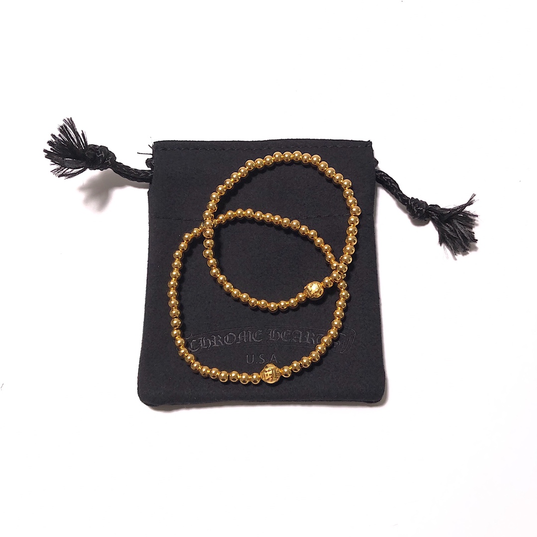 Chrome Hearts 开版 认准独家拍摄 (MZ)【新品上架】𝐂𝐡𝐫𝐨𝐦 𝐡𝐞𝐚𝐫𝐭𝐬 克罗心22𝐤金圆珠手链
