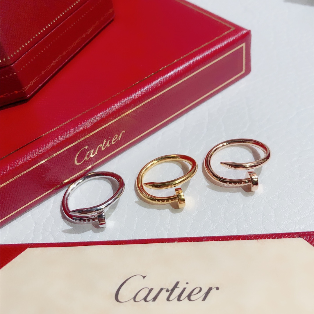 厚金电镀光面版卡地亚Cartier专柜复刻钉子造型戒指光金版925纯银电镀三层持久闪亮个性时尚佩戴舒适️